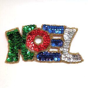 Big Sequin Noel Christmas Pin Vintage Festive Holiday Sparkle Funky Maximalist